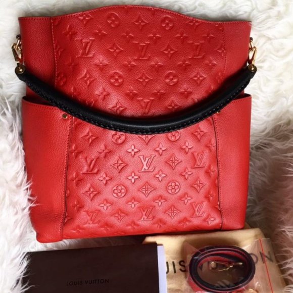 🦄✨RARE✨🦄 Louis Vuitton Bagatelle Red Monogram Empreinte - Picture 1 of 11